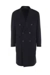 Tagliatore Double-breasted Virgin Wool Coat With Notched Lapel In Black