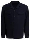 Tagliatore Chest And Side Pockets Collared Long Sleeves In Blue