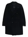 Tagliatore Double-breasted Cashmere Coat In Blue