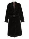 Tagliatore Long Double-breasted Wool Coat Belted Waist In Brown