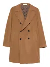 Tagliatore Long Coat In Virgin Wool And Cashmere Blend In Brown