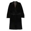 Tagliatore Long Double-breasted Wool Coat Belted Waist In Black