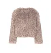 Tagliatore Cropped Textured Coat With Fluffy Faux Fur Exterior In Neutral