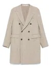 Tagliatore Double-breasted Herringbone Coat With Wide Lapels In Neutral