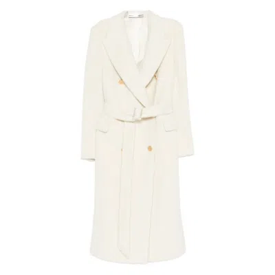Tagliatore Double-breasted Belted Coat In White