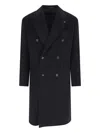 Tagliatore Black Double-breasted Coat With Four Pockets In Black