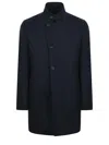 Tagliatore Stand Collar Coat In Blue
