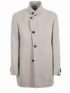 Tagliatore Stand Collar Coat In Neutral