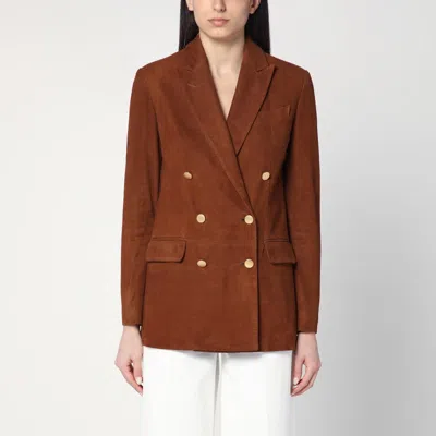 Tagliatore Double-breasted Leather Jacket In Brown