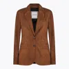 Tagliatore Button Leather Blazer In Brown
