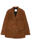 Tagliatore Cognac Tailored Lamb Leather Jacket With Gold-tone Buttons