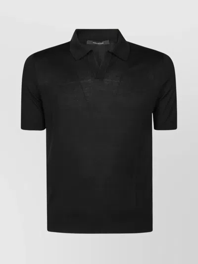 TAGLIATORE COLLAR POLO SHIRT RIBBED CUFFS HEM