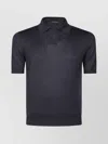 Tagliatore Black Knitted Polo Shirt With Polo Style Collar And Short Sleeves