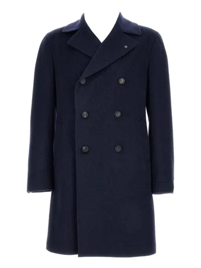 Tagliatore Colorado Double-breasted Coat In Blue