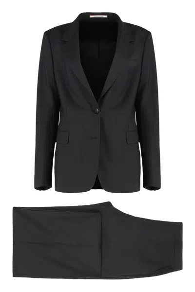 Tagliatore Complete In Two Pieces In Mixed Wool In Black