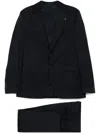 Tagliatore Black Suit In Virgin Wool With Single-breasted Jacket And Trousers In Blue