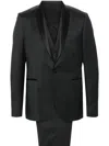 Tagliatore Single-breasted Wool Blend Suit With Satin Lapels In Nero
