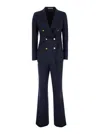 TAGLIATORE BLUE DOUBLE-BREASTED SUIT IN WOOL BLEND WOMAN