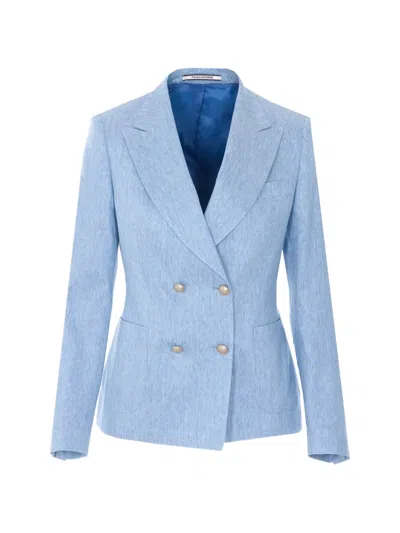 Tagliatore Coral Double-breasted Blazer In Blue