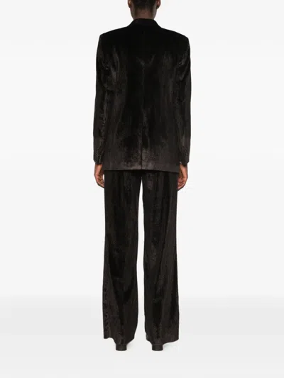 Tagliatore Corduroy Double-breasted Suit In Black