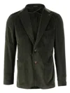 Tagliatore Stretch Cotton Velvet Single-breasted Jacket In Green