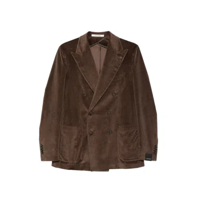 Tagliatore Cotton And Cashmere Corduroy Blazer In Brown