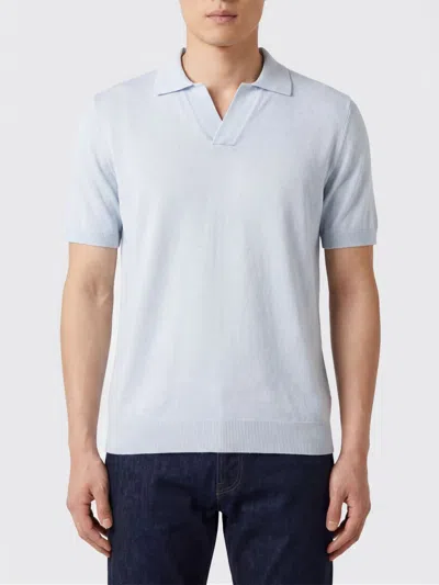 Tagliatore Cotton And Linen Polo Shirt In Blue