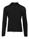 Tagliatore Cotton And Silk High Neck Zip Sweater Knitwear Blue In Black