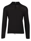 Tagliatore Cotton And Silk High Neck Zip Sweater Knitwear Blue In Black