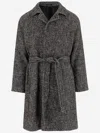 Tagliatore Herringbone Pattern Mid-length Coat Belted In Black