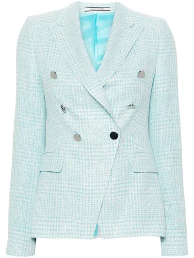 Tagliatore Cotton Blend Double-breasted Jacket In Clear Blue
