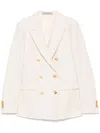 Tagliatore Double-breasted White Jacket With Gold-tone Buttons In Beige