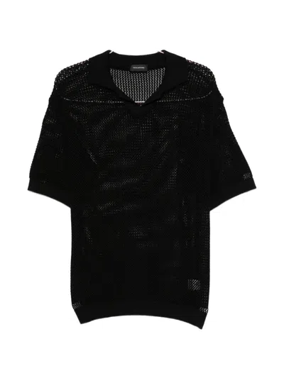 Tagliatore Cotton Effect Polo Shirt With Ribbed Collar And Cuffs In Transparent