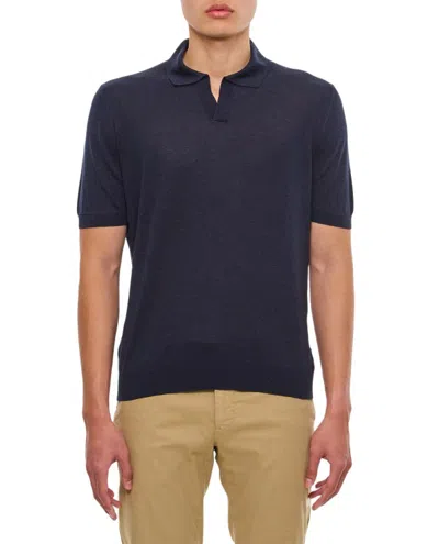 Tagliatore Knitted Polo Shirt In Blue