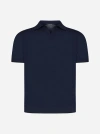 Tagliatore Dark Blue Polo Shirt With Classic Collar And Ribbed Trim In Cotton Man In Bluee
