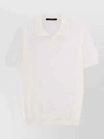 Tagliatore Cotton Polo Shirt Short Sleeve Collar In White