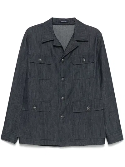 Tagliatore Cotton Shirt Jacket In Blue