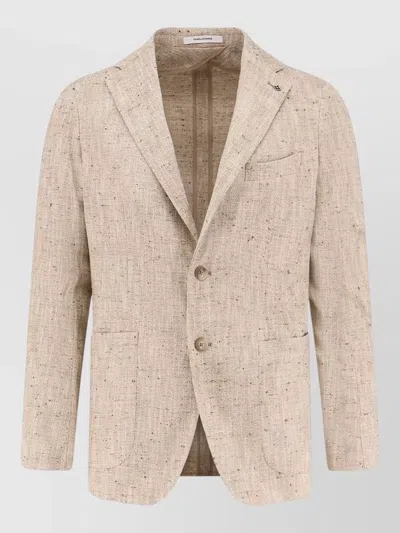 Tagliatore Cotton Silk Hemp Single Breasted Blazer In Brown