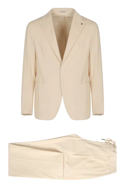 Tagliatore Two-button Textured-effect Suit In Neutral
