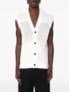 Tagliatore Off-white Perforated Cotton Vest Men In White