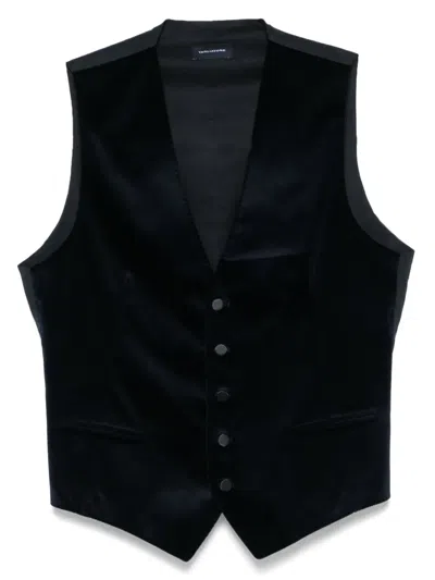 Tagliatore Cotton Waistcoat In Black