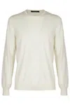 Tagliatore Beige Silk-cotton Blend Sweater With Crew Neckline In White