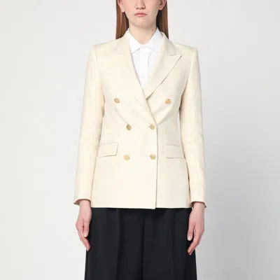 Tagliatore Cream Linen Double-breasted Jacket Women In Beige