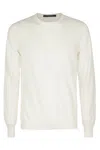 Tagliatore Beige Silk-cotton Blend Sweater With Crew Neckline In White