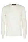 Tagliatore Beige Silk-cotton Blend Sweater With Crew Neckline In Neutral