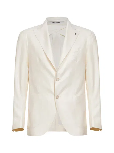 Tagliatore Cream Silk Blend Single-breasted Montecarlo Blazer In Neutral