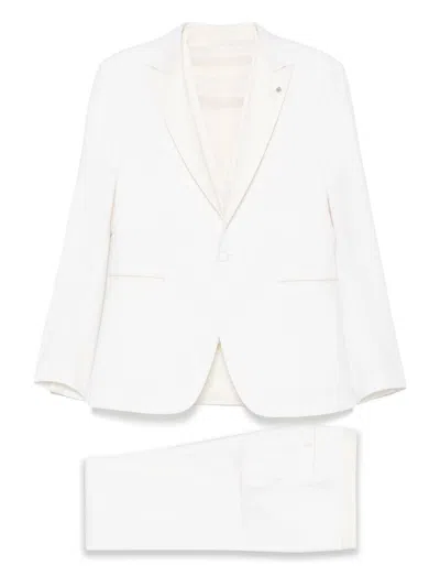 Tagliatore Cream Virgin Wool Single Breasted Suit In White