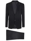 Tagliatore Button Long-sleeved Suit Coat And Trousers Set In Black