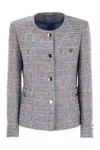 Tagliatore Crew-neck Jacket With Front Pockets In Blue