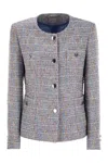 Tagliatore Crew-neck Jacket With Front Pockets In Blue